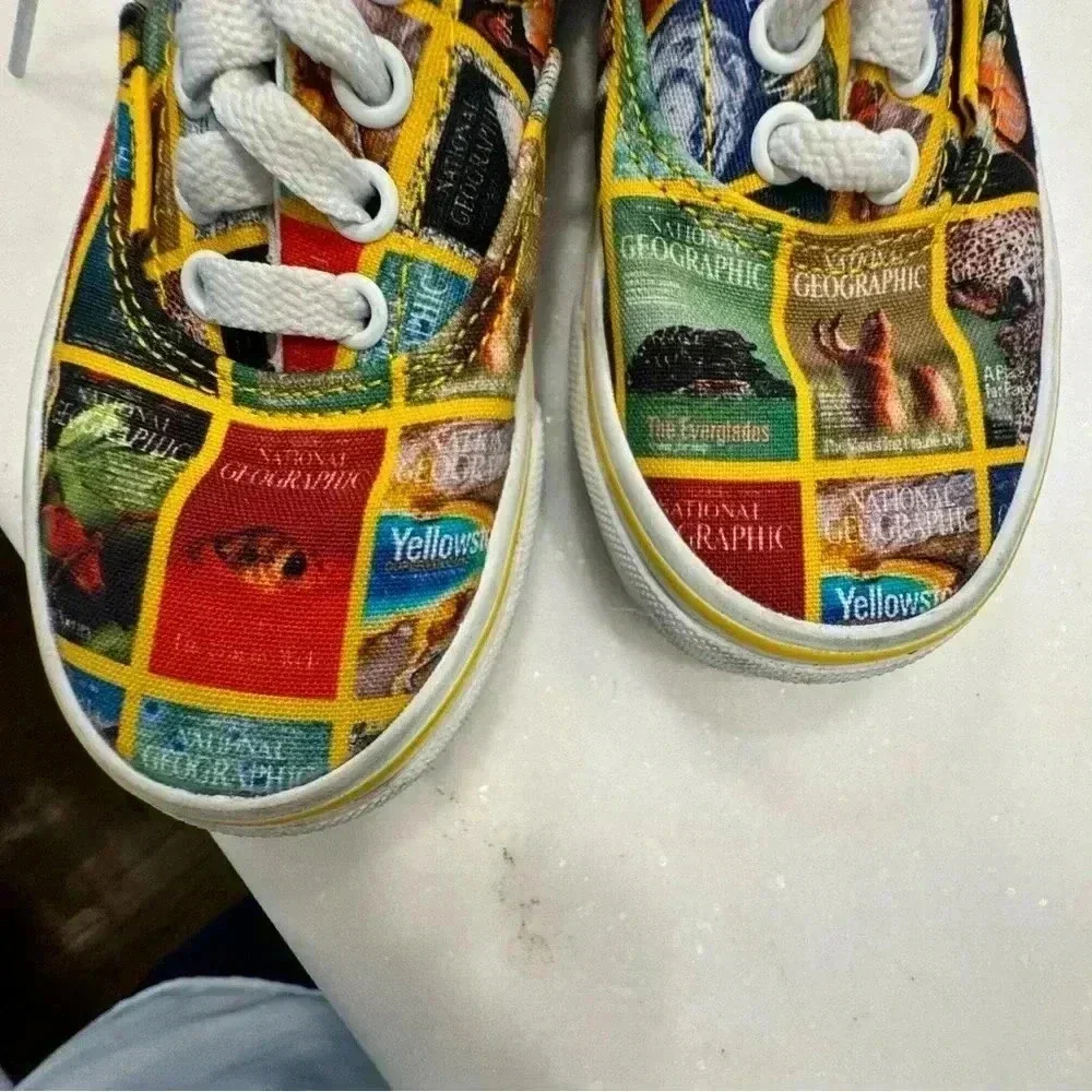 Vans X National Geographic Kid Unisex Sneakers Shoes Multi Color Size 12